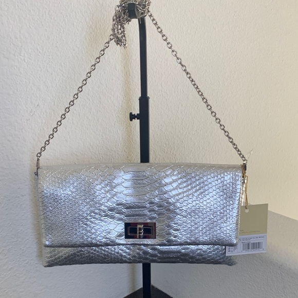 Limited Edition (Target). Handbags - Elegant Silver Textured  Crossbody/Clutch with Chain Strapz